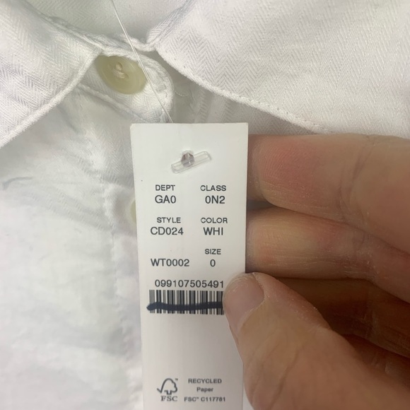 NWT J Crew Size 0 XS Herringbone twill button-up shirt White Career Corpcore - Picture 3 of 6